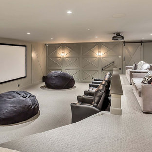 Example of a huge farmhouse home theater design in Salt Lake City