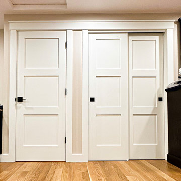 Interior Three Panel Door, Casing, and Base