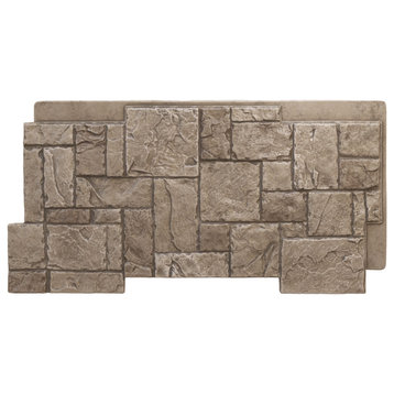 Castle Rock Stacked Stone, StoneWall Faux Stone Siding Panel,, Soft Ash