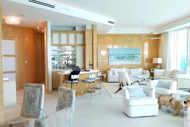 Living room - coastal living room idea in Miami