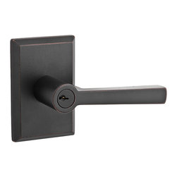 Baldwin - Entry Taper Lever on Rustic Square Rose - Door Levers