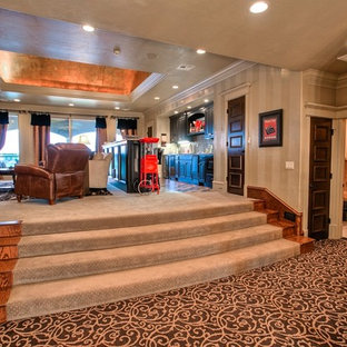 Example of a tuscan home theater design in Oklahoma City