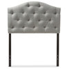 Myra Fabric Upholstered Button-Tufted Scalloped Twin Headboard, Gray