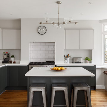 A Bespoke, White and Green, Open Plan Kitchen in Leeds