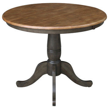 Round Top Pedestal Table, Hickory/Washed Coal, 36"ch Round