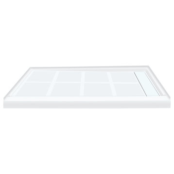 Transolid Linear 48"x32" Rectangular Shower Base With Right Hand Drain, White
