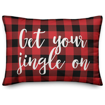Get Your Jingle On, Buffalo Check Plaid 14x20 Lumbar Pillow