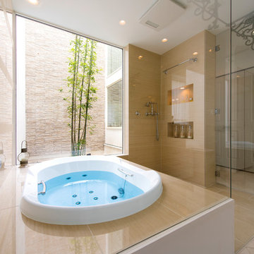 ヨーロピアンモダンのホテルライクなバスルーム