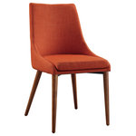 OSP Home Furnishings - Palmer Mid-Century Modern Fabric Dining Accent Chair, Tangerine Fabric, Set of 2 - The perfect blending of form and function, our modern dining chair pairs perfectly with a beautiful minimalistic aesthetic, as well as a casual contemporary decor. Situate around a dining table, making an inviting statement for guests, or set the scene for the perfect home office, giving your desk style and appeal with its low-profile silhouette fitting with any desk. Our contoured back and slim padded seat will offer hours of comfort and loads of style. The Palmer accent chair will move into position as extra living room seating as well as the perfect finishing touch to any guest room. Simple screw-in legs for easy assembly.