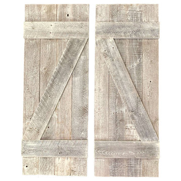 Set Of Two Rustic Weathered Grey Wood Decorative Window Shutters