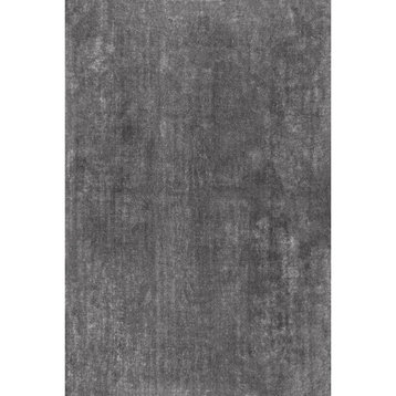 nuLOOM Loni Solid Machine Washable Shag Area Rug, Gray 6' x 9'