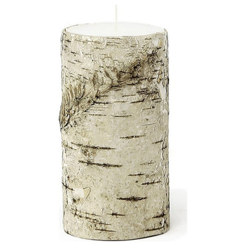 Birch Bark Pillar Candle, Set of 12