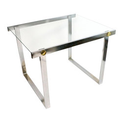 1990s Art Deco Chrome Side Table With Glass Top - SOLD - Side Tables And End Tables
