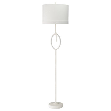 Knot Floor Lamp, White Gesso With Wide Oval Shade, Off White Linen