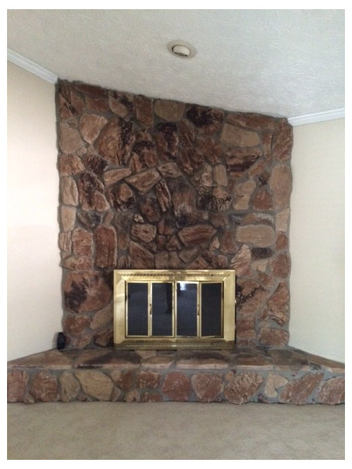 Rock Fireplace - How can I make it look decent.
