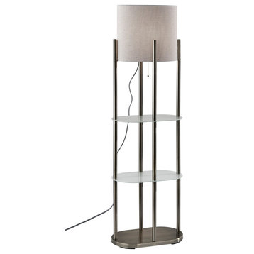 Norman Shelf Floor Lamp, Brushed Steel