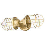 Golden Lighting - Two Light Wall Sconce, Brushed Champagne Bronze - Nautical-inspired Seaport is a collection of industrial fixtures that are perfect for your seaside retreat. The New England style is enhanced by protective cages and seeded glass shield the fixture's bulbs. Created to suit the needs of many ball joints permit a multitude of configurations. Point all of the metal shade down for directional task lighting or angle it out to fit a tight space. Sconces are popularly used in halls stairways and foyers as accents. This sconce is approved for damp locations and can be mounted vertically or horizontally.