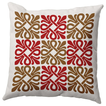 16" x 16" Tiki Square Decorative Indoor Pillow, Red