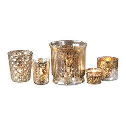 Audrey 5 in., 4 in., 3 in. and 2 in. Silver Mercury Glass Candle Holders (Set of - Candleholders