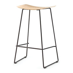 Winnie Matte Black Stool With Solid American Walnut Seat by Glid Studio - Bar Stools And Counter Stools
