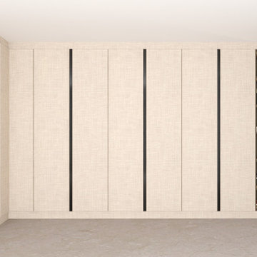 Hinged Fitted Corner Wardrobe in Beige Linen Finish! Inspired Elements