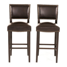 William Contemporary Bonded Leather Barstools, Set of 2