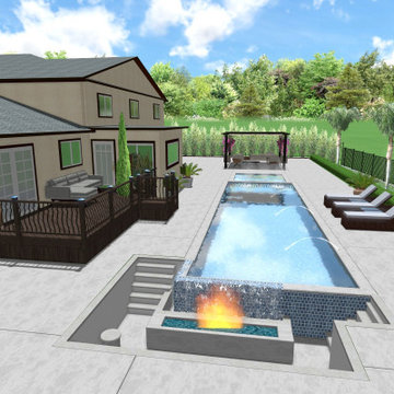 simple clean rectangular pool with spa