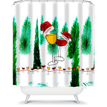 Happy Holidays Wine Shower Curtain