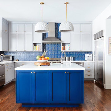 Noz Design Patterned Blue Tile Kitchen