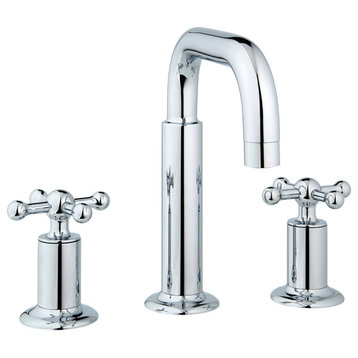 Nature Widespread Faucet Knobs and Drain, Polished Chrome