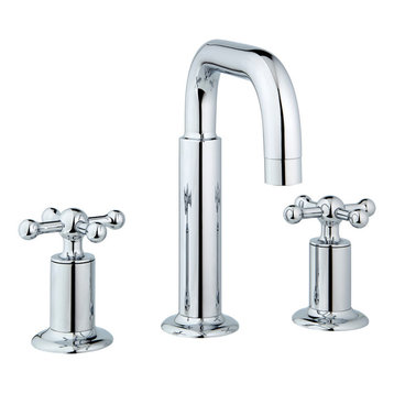 Nature Widespread Faucet Knobs and Drain, Polished Chrome