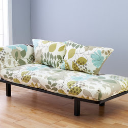 Black Metal Futon with English Garden Mattress in Lounger Position - Products