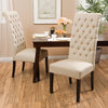 GDF Studio Charley Tall Dark Beige Tufted Dining Chairs, Set of 2