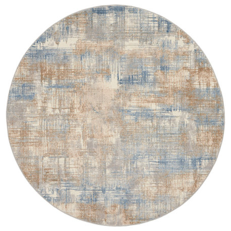 Calvin Klein CK950 Rush 6' x Round Blue/Beige Modern Indoor Area Rug