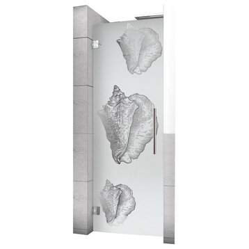Hinged Alcove Shower Door With Snail Design, Semi-Private, 24"x75" Inches, Left