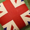 British Flag Union Jack Pillow Cover Handembroidered Wool, 18x18"