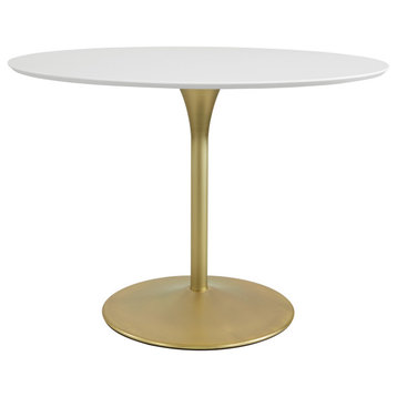 Flower Dining Table With White Top and Brass Base