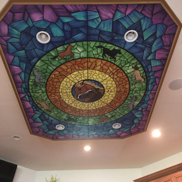 Faux Stained Glass Ceiling Mural, hand painted by Tom Taylor of Mural Art LLC