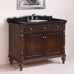 Abel Antique 47 inch Single Sink Bathroom Vanity Black Granite Top - Bathroom Vanities And Sink Consoles
