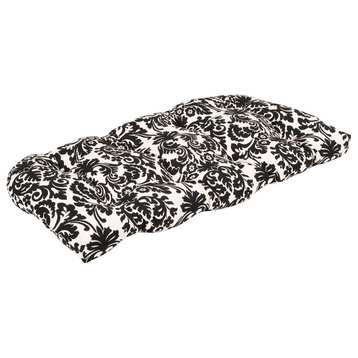 Essence Black Beige Wicker Loveseat Cushion