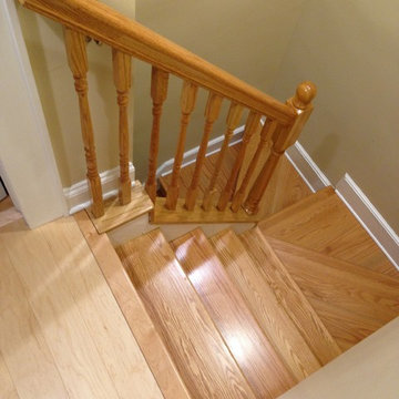 Staircase renovation -new treads and risers, new post, handrail and balusters