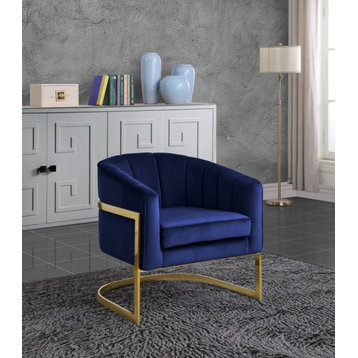 Carter Velvet Upholstered Accent Chair, Navy