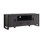 60" Ash Gray Wood TV Stand Console, Charcoal