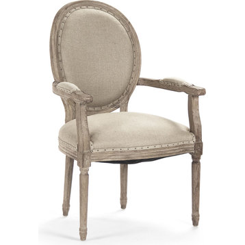Medallion Arm Chair, Hemp Linen