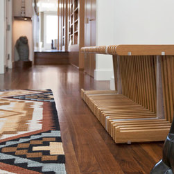 Oak and Aluminum Shoe Bench - Accent And Storage Benches