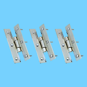 Solid Cast Brass H-Shape Flush Mounted Cabinet Hinges with Screws Pack of 3