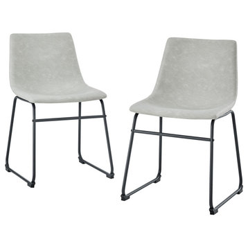 18" Faux Leather Dining Chair, Set of 2, Gray