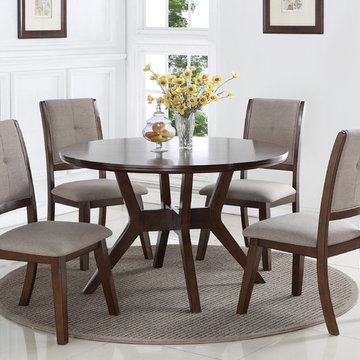 Espresso 5 Piece Round Dining Set - Barney