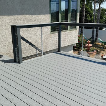 Composite Deck with Stainless Steel Cable Railing in San Diego
