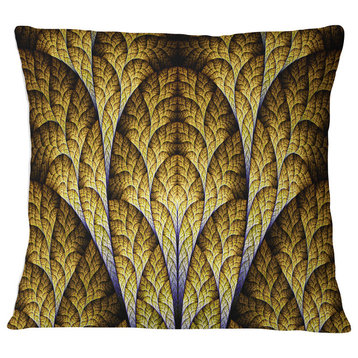Unique Orange Fractal Design Pattern Abstract Throw Pillow, 16"x16"